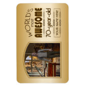 金ゴールド70誕生日ワールド最高ののカスタムフォトフレーム マグネット (縦)