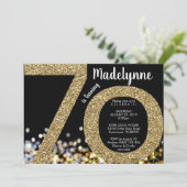 金ゴールド70誕生日招待状- 70招待状 招待状 (スタンド正面)