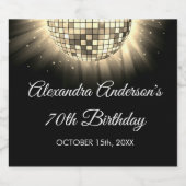 金ゴールド70thバースデーパーティー70のディスコボール スパークリングワインラベル (シングルラベル)