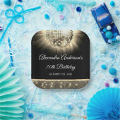 金ゴールド70thバースデーパーティー70のディスコボール ペーパープレート (パーティー)