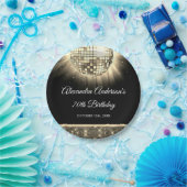 金ゴールド70thバースデーパーティー70のディスコボール ペーパープレート (パーティー)