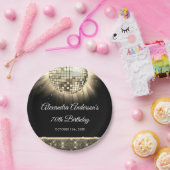 金ゴールド70thバースデーパーティー70のディスコボール ペーパープレート (パーティー)