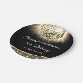 金ゴールド70thバースデーパーティー70のディスコボール ペーパープレート (アングル)