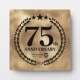 金ゴールド75周年記念ビジネスロゴ フォトプラーク