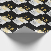 金ゴールド75番目の誕生日バルーン（白いボックス） ラッピングペーパー (角)