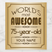 金ゴールド75誕生祝いワールドファブラス ワインラベル (シングルラベル)