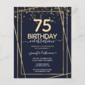 金ゴールド75thバースデーパーティーバジェット招待状 (正面)