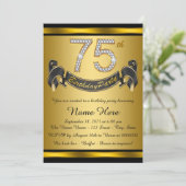 金ゴールド75th誕生日パーティー 招待状 (スタンド正面)