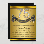 金ゴールド75th誕生日パーティー 招待状 (正面/裏面)