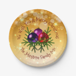 金ゴールド7"に一致するクリスマスの名前を追加 ペーパープレート