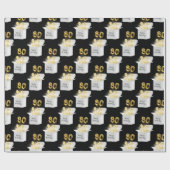 金ゴールド80誕生日バルーン（白いボックス） ラッピングペーパー (フラット)