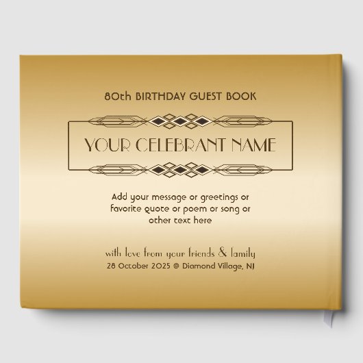 金ゴールド80誕生日ワールド最高ののカスタムフォトフレーム ゲストブック (裏面)