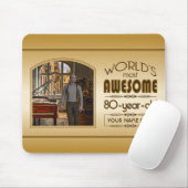 金ゴールド80誕生日ワールド最高ののカスタムフォトフレーム マウスパッド (マウス)