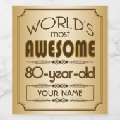 金ゴールド80誕生祝いワールドファブラス ワインラベル (シングルラベル)