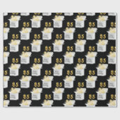 金ゴールド85番目の誕生日バルーン(白いボックス) ラッピングペーパー (フラット)