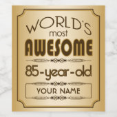 金ゴールド85誕生祝いワールドファブラス ワインラベル (シングルラベル)