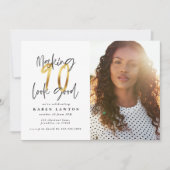 金ゴールド90は良い写真の誕生日の招待に見える (正面)