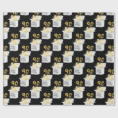 金ゴールド90番目の誕生日バルーン(ボックス) ラッピングペーパー (フラット)