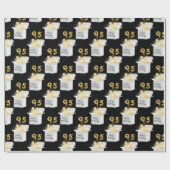 金ゴールド95誕生日のバルーン（白いボックス） ラッピングペーパー (フラット)