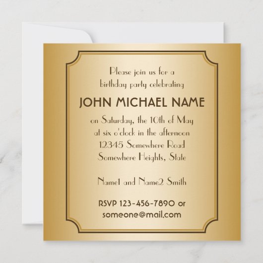 金ゴールド95誕生祝いワールドファブラス 招待状 (裏面)