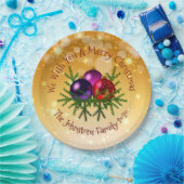 金ゴールド9"に一致するクリスマスの名前を追加 ペーパープレート (パーティー)