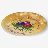 金ゴールド9"に一致するクリスマスの名前を追加 ペーパープレート (アングル)