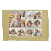 金ゴールド9 Photo Square Collage – 白い文字 枕カバー (正面)