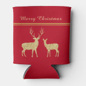 金ゴールド&かわいらしレッドディアメリークリスマスホリデー 缶クーラー (正面)