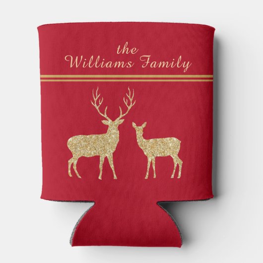 金ゴールド&かわいらしレッドディアメリークリスマスホリデー 缶クーラー (裏面)