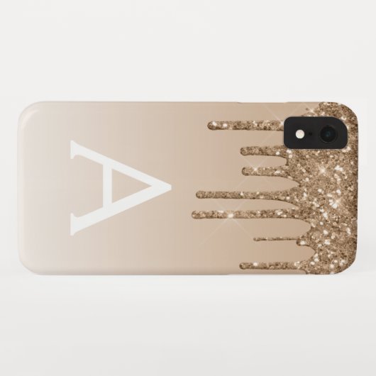 金ゴールド きらきら光る | ラグジュアリースパークリーグリッターモノグラム Case-Mate iPhoneケース (裏面(横))