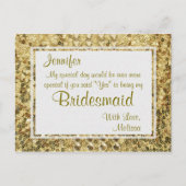 金ゴールド きらきら光る | 私の花嫁のメイドになってくれない？ インビテーションポストカード (正面)