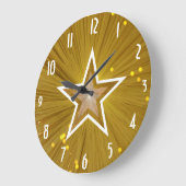 "金ゴールド"の星円形時計に「は番号を付けます」 ラージ壁時計 (傾斜)