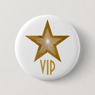 "金ゴールド"の星「VIP」ボタンの白 缶バッジ