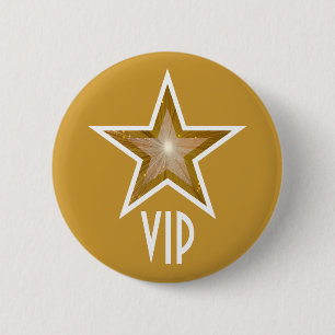 "金ゴールド"の星「VIP」ボタンの金ゴールド 缶バッジ
