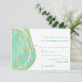 金ゴールド|の食事の選択RSVPの水彩画の真新しい瑪瑙 出欠カード (スタンド正面)