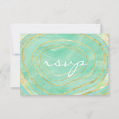 金ゴールド|の食事の選択RSVPの水彩画の真新しい瑪瑙 出欠カード (裏面)