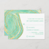 金ゴールド|の食事の選択RSVPの水彩画の真新しい瑪瑙 出欠カード (正面/裏面)