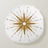 金ゴールド&はっきりしたホワイトスターバストラウンドピロー ラウンドクッション (正面)