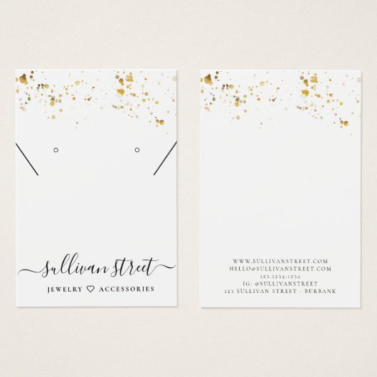 金ゴールド(ばちゃばちゃ)跳ねるイヤリングネックレスディスプレイカード (正面&裏面)