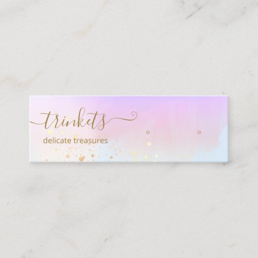 金ゴールド(ばちゃばちゃ)跳ねるウオーターカラースタッドイヤリング表示 スキニー名刺 (正面)