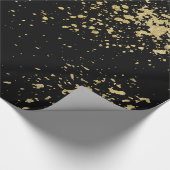 金ゴールド(ばちゃばちゃ)跳ねるオンブラック ラッピングペーパー (角)