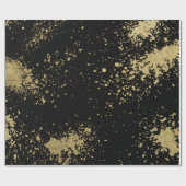 金ゴールド(ばちゃばちゃ)跳ねるオンブラック ラッピングペーパー (フラット)