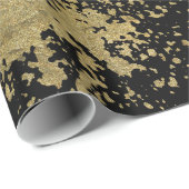 金ゴールド(ばちゃばちゃ)跳ねるオンブラック ラッピングペーパー (ロールコーナー)
