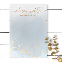 金ゴールド（ばちゃばちゃ）跳ねるグレーウォーターカラーネックレスブレスレット 名刺