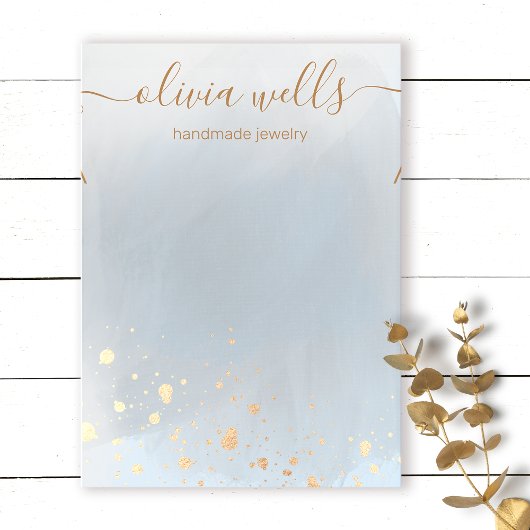 金ゴールド(ばちゃばちゃ)跳ねるグレーウォーターカラーネックレスブレスレット 名刺