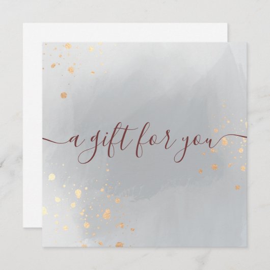 金ゴールド(ばちゃばちゃ)跳ねるグレーウォーター色ギフト証明書 (正面/裏面)