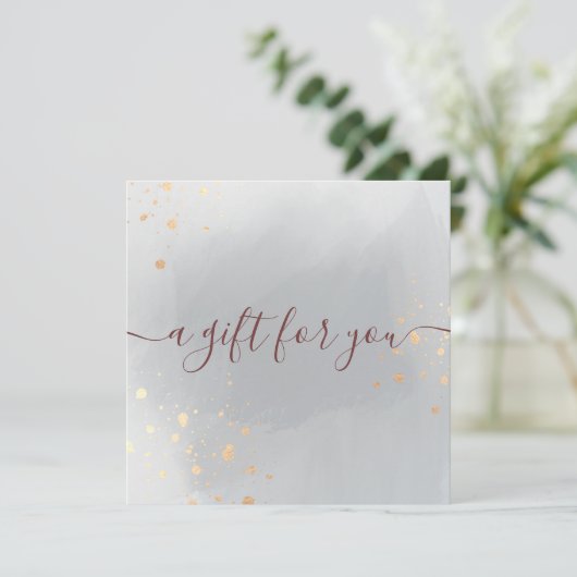 金ゴールド（ばちゃばちゃ）跳ねるグレーウォーター色ギフト証明書 (スタンド正面)