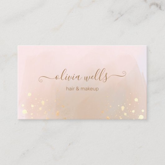 金ゴールド（ばちゃばちゃ）跳ねるスクリプトタン抽象芸術水色 名刺 (正面)