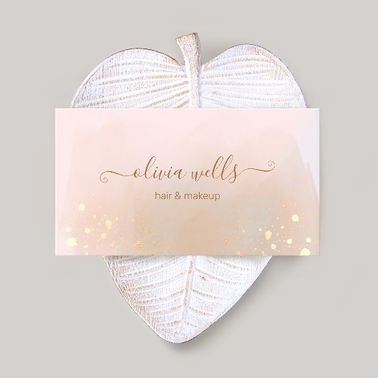 金ゴールド（ばちゃばちゃ）跳ねるスクリプトタン抽象芸術水色 名刺