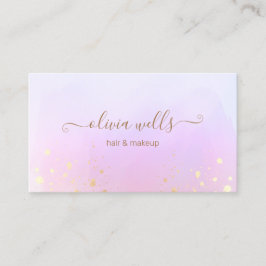 金ゴールド（ばちゃばちゃ）跳ねるスクリプトピンク抽象芸術水色バス 名刺